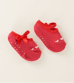 Meia Sapatilha Antiderrapante Laço Vermelho Tam. 13-20