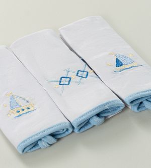 Kit Toalha de Boca Bordada com 3 Peças
