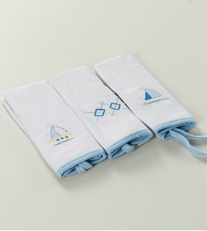 Kit Toalha de Boca Bordada com 3 Peças