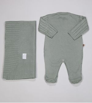 Saída Maternidade Tricot Com Manta