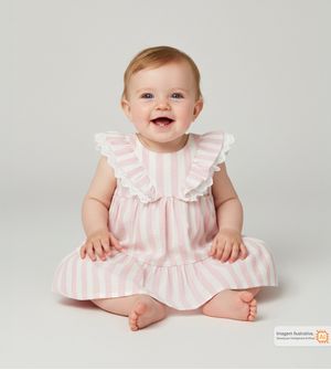 Vestido Listras e Renda Baby