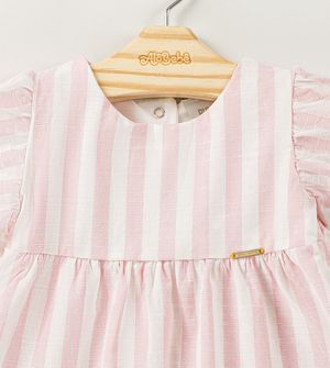 Vestido Listras e Renda