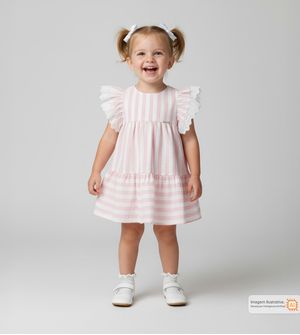 Vestido Listras e Renda