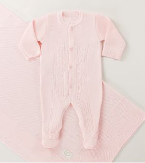 Saída Maternidade Tricot Trança 3 peças