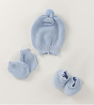 Kit Touca Luva e Sapato Pompom Fofinho - Tam. RN