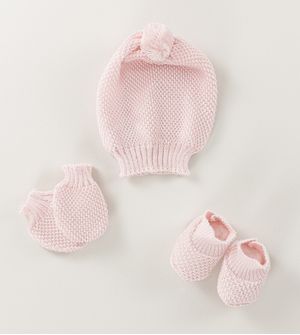 Kit Touca Luva e Sapato Pompom Fofinho - Tam. RN