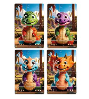 Quebra Cabeça Dino Mix 4 em 1 com 96 peças