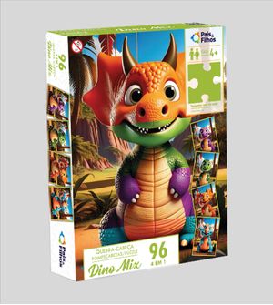 Quebra Cabeça Dino Mix 4 em 1 com 96 peças