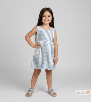 Vestido Listras Brilhantes Azul