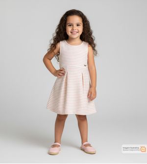 Vestido Listras Brilhantes Rosa