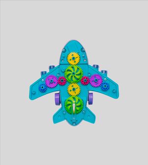 Avião Transparente com Engrenagens