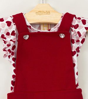 Jardineira/Blusa Corações