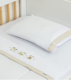 Jogo de Lençol para Berço Bordado Linho Toys com 3 peças