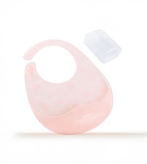 Babador de Silicone Translúcido com Estojo Rosa