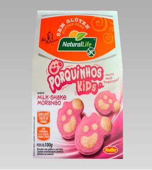 Biscoito Porquinhos Kids Milkshake de Morango S Glúten 100g