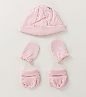 Kit Touca Sapatinho e Luva Rosa - 1612