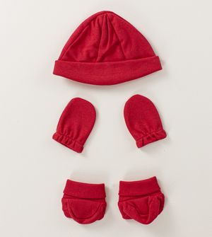 Kit Touca Sapatinho e Luva Vermelho - 1612
