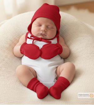 Kit Touca Sapatinho e Luva Vermelho - 1612