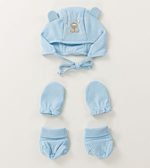 Kit Touca Sapatinho e Luva Azul - 1610
