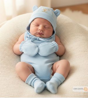 Kit Touca Sapatinho e Luva Azul - 1610