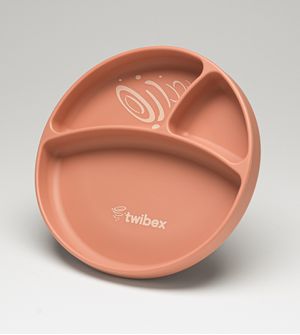 Prato em Silicone com Divisória e Ventosa Rosa Twibex
