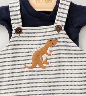 Conjunto Body/Jardineira Dino