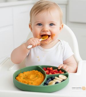 Prato em Silicone com Divisória e Ventosa Verde Twibex