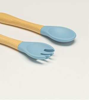 Kit Talheres em Silicone com 2 unidades Azul Twibex