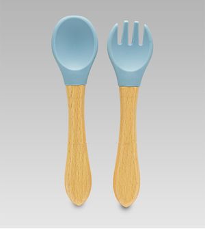 Kit Talheres em Silicone com 2 unidades Azul Twibex