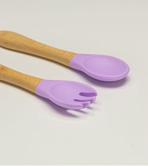 Kit Talheres em Silicone com 2 unidades Lilás Twibex