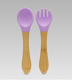 Kit Talheres em Silicone com 2 unidades Lilás Twibex