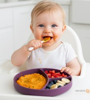 Prato em Silicone com Divisória e Ventosa Lilás Twibex