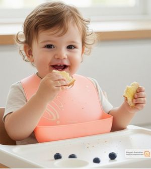 Babador de silicone com Cata-migalhas Rosa Twibex