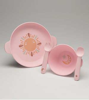 Kit Refeição Magnético em Silicone com 4 peças Rosa Twibex