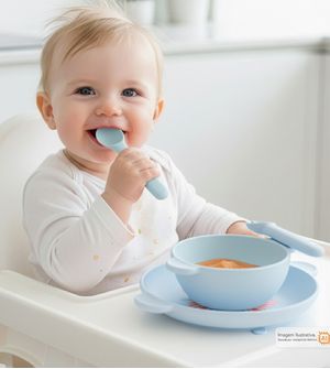 Kit Refeição Magnético em Silicone com 4 peças Azul Twibex