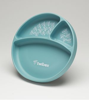 Prato em Silicone com Divisória e Ventosa Azul Twibex