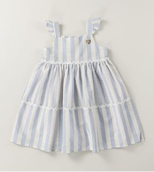 Vestido Listras e Renda