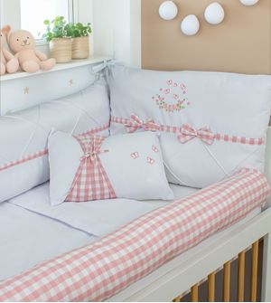 Kit Berço Xadrez Borboleta com 5 peças