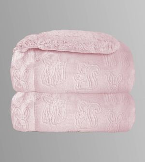 Cobertor Ferrete Rosa Laço Bebê