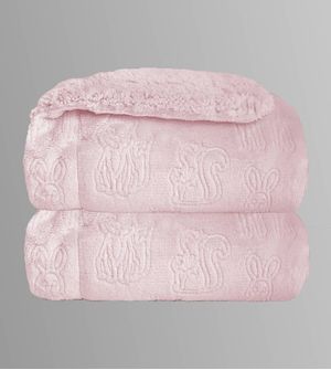 Cobertor Ferrete Rosa Laço Bebê