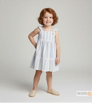 Vestido Listras e Renda