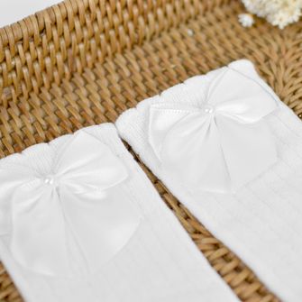 Meia Algodão 3/4 Lisa com Laço Tam. 21 a 24