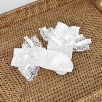 Meia Festa com Renda e Bordado Tam. 0 a 24