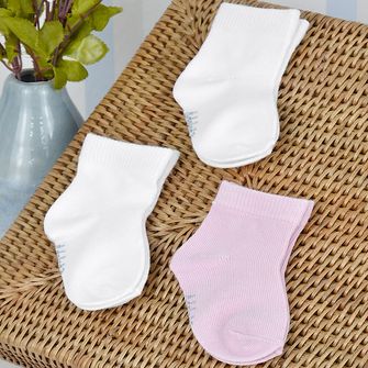 Kit Meia Cano Médio Lisa com 3 Unidades  Rosa Tam. 0 a 25