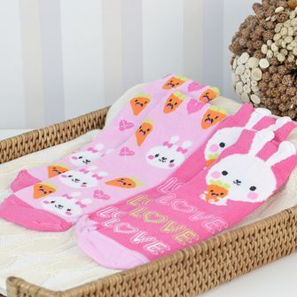 Meia Soquete 3D Infantil Rosa Tam. 23 a 26