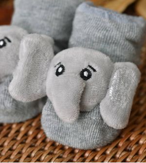 Meia Antiderrapante com Bichinho - Elefante Tam. 15 a 20