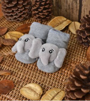 Meia Antiderrapante com Bichinho - Elefante Tam. 15 a 20