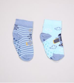Kit Meia Soquete Bebê com 2 Unidades Tam. 17 a 22
