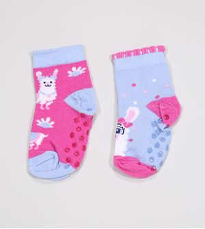 Kit Meia Soquete Bebê com 2 Unidades Tam. 17 a 22