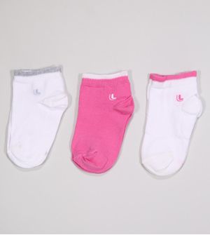 Kit Meia Kids Rosa Cano Médio com 3 Pares Tam. 24 a 35